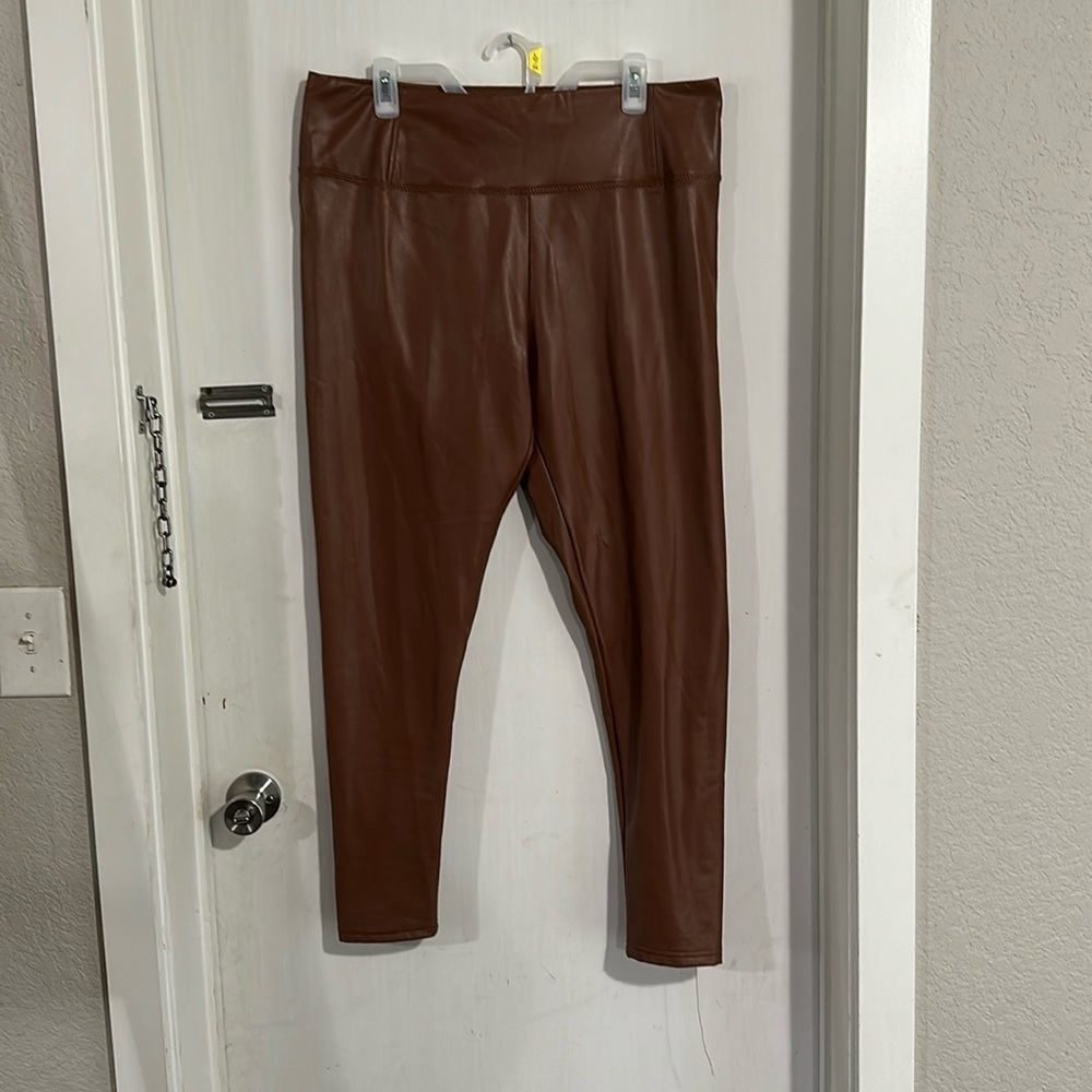 Tan Bagatelle NYC Leather-Look Leggings